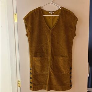 Madewell Corduroy Sleeveless Dress with Button Details